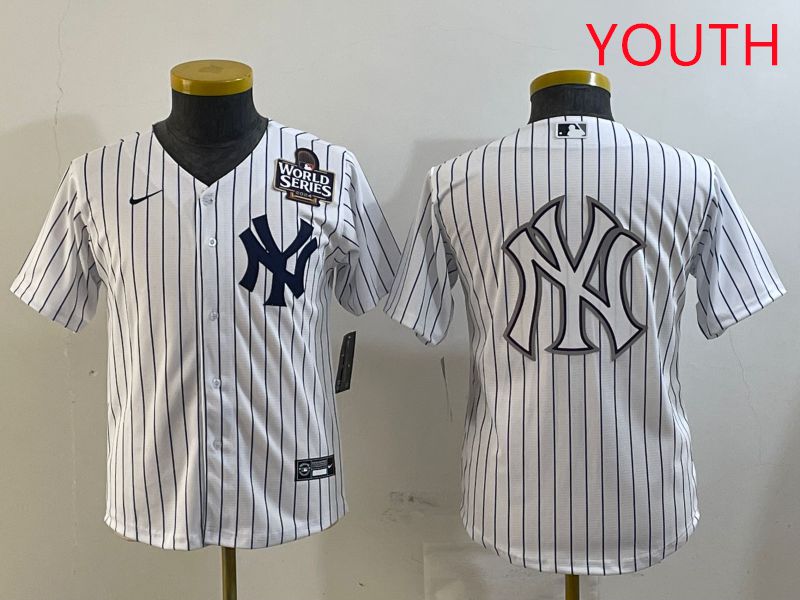 Youth New York Yankees Blank White Stripe Game 2025 Nike MLB Jersey style 20->youth mlb jersey->Youth Jersey